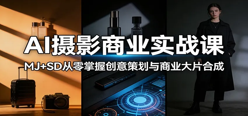 AI摄影商业实战课:MJ+SD从零掌握创意策划与商业大片合成-一起筹课网