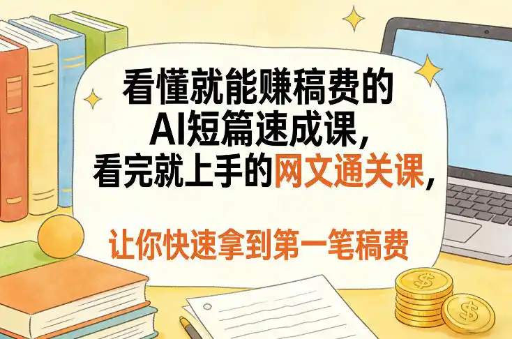 看懂就能賺稿费的AI短篇速成课，看完就上手的网文通关课，让你快速拿到第一笔稿费(更新1008)-一起筹课网