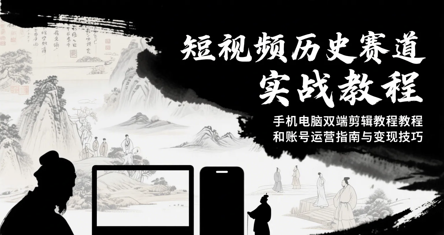 短视频历史赛道实战教程，手机电脑双端剪辑教程和账号运营指南与变现技巧-一起筹课网