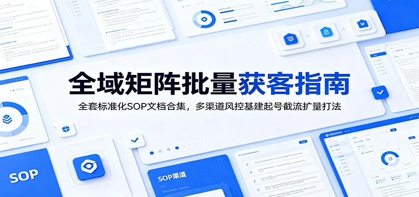 全域矩阵批量获客指南：全套标准化SOP文档合集，多渠道风控基建起号截流扩量打法-一起筹课网