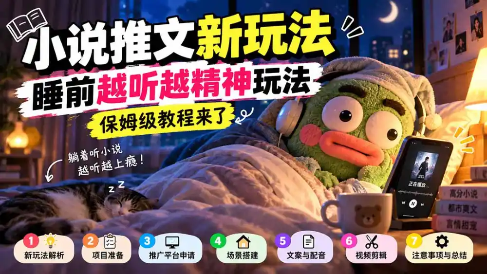 小说推文新玩法，睡前越听越精神玩法，保姆级教程来了-一起筹课网