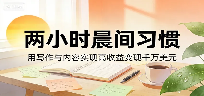 付费文章：两小时晨间习惯，用写作与内容实现高收益变现千万美元-一起筹课网