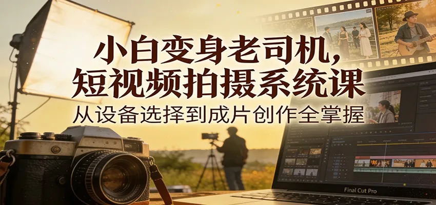 小白变身老司机,短视频拍摄系统课,从设备选择到成片创作全掌握-一起筹课网