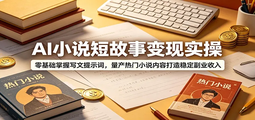 AI小说短故事变现实操:零基础掌握写文提示词,量产热门小说内容打造稳定副业收入-一起筹课网