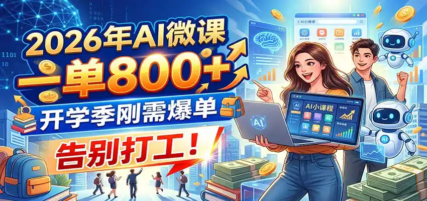 2026年AI微课，一单800+，开学季刚需爆单，告别打工！-一起筹课网