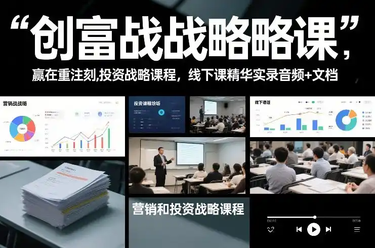 创富战略课，赢在重注时刻，营销和投资战略课程，线下课精华实录音频+文档-一起筹课网