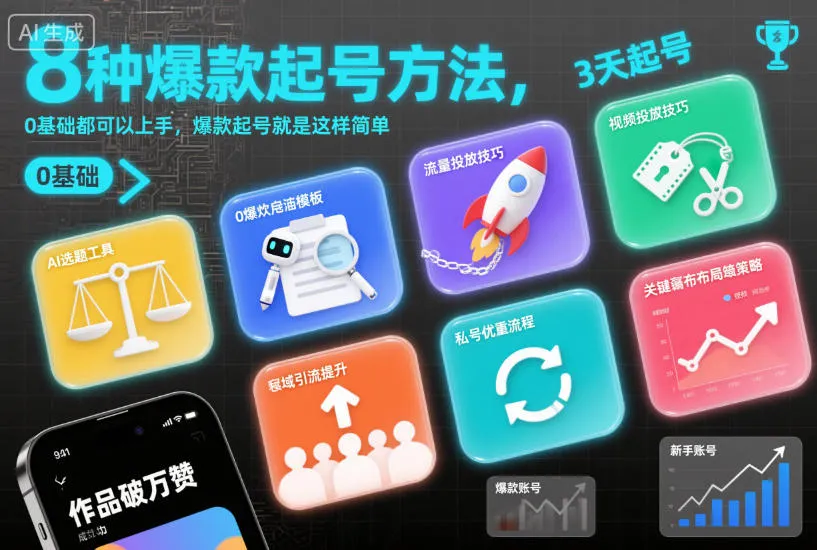 8种爆款起号方法，0基础都可以上手，爆款起号就是这样简单-一起筹课网