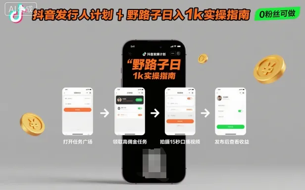 抖音发行人计划全新野路子玩法,随时随地,只要有手机,就能操作,日入1k+【揭秘】