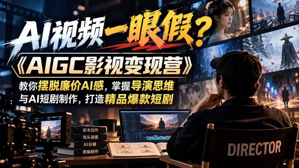 【无水印】AI视频一眼假？《AIGC影视变现营》教你摆脱廉价AI感，掌握导演思维与AI短剧制作，打造精品爆款短剧-一起筹课网