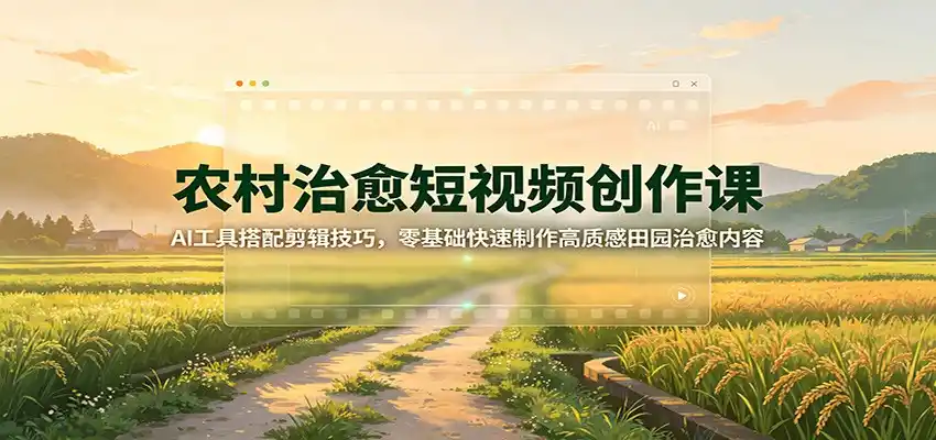 农村治愈短视频创作课:AI工具搭配剪辑技巧,零基础快速制作高质感田园治愈内容-一起筹课网