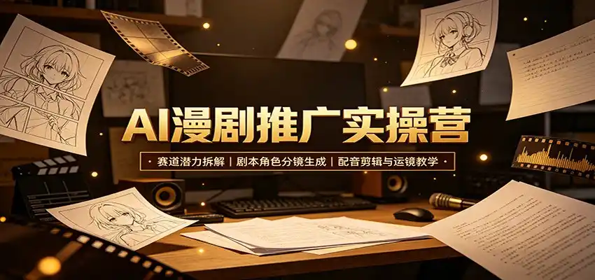 AI漫剧推广实操营:赛道潜力拆解,剧本角色分镜生成,配音剪辑与运镜教学-一起筹课网