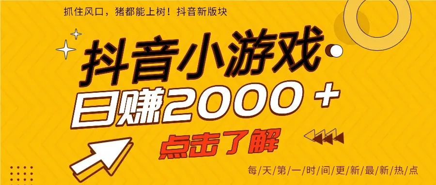 5年爆火的抖音小游戏项目，一部手机日入2000+-一起筹课网