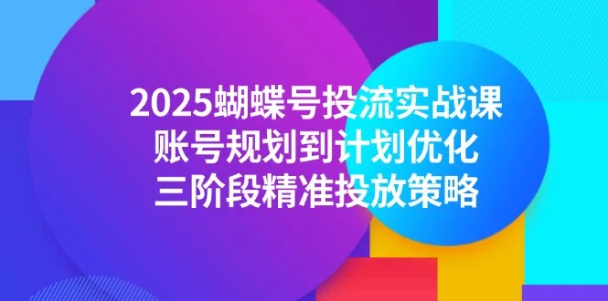 2025蝴蝶号投流实战课，账号规划到计划优化，三阶段精准投放策略-一起筹课网