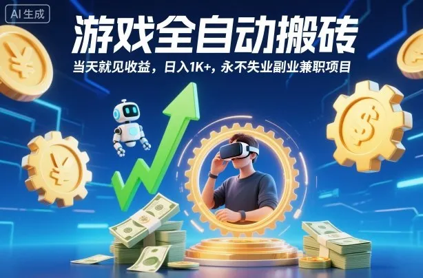 游戏全自动搬砖，当天就见收益，日入1K+，永不失业副业兼职项目【揭秘】-一起筹课网