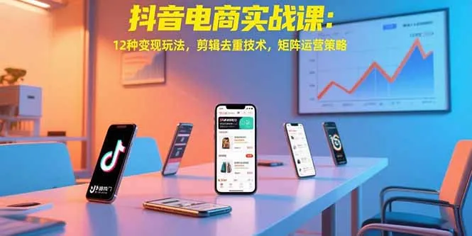 抖音电商实战课：12种变现玩法，剪辑去重技术，矩阵运营策略-一起筹课网