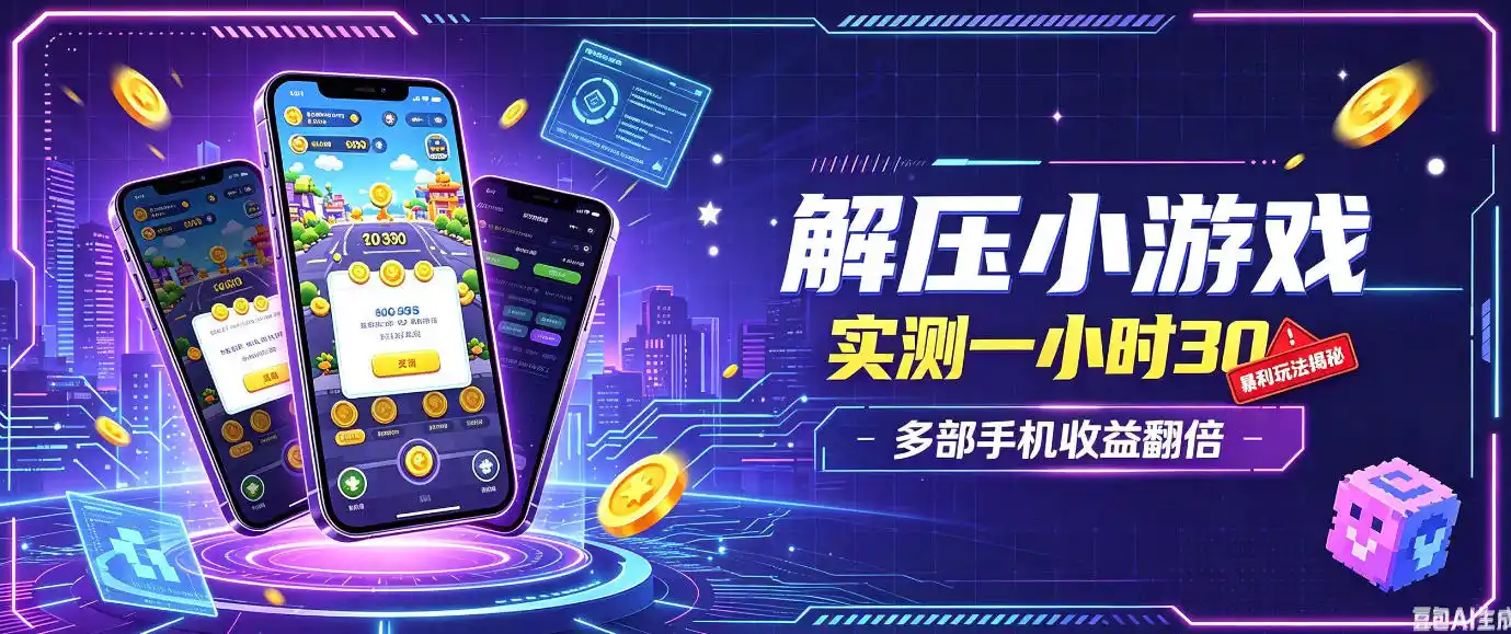 小游戏全流程玩法，实测一小时搞30，简单无脑解压，当天做当天就能看到进账，直接冲就行【揭秘】-一起筹课网
