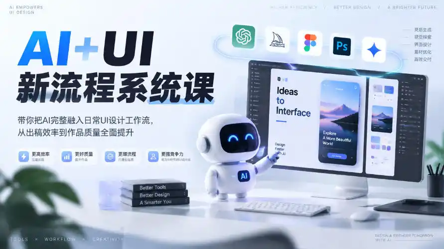 【无水印】AI+UI新流程系统课,带你把AI完整融入日常UI设计工作流,从出稿效率到作品质量全面提升(2026第4期)-一起筹课网