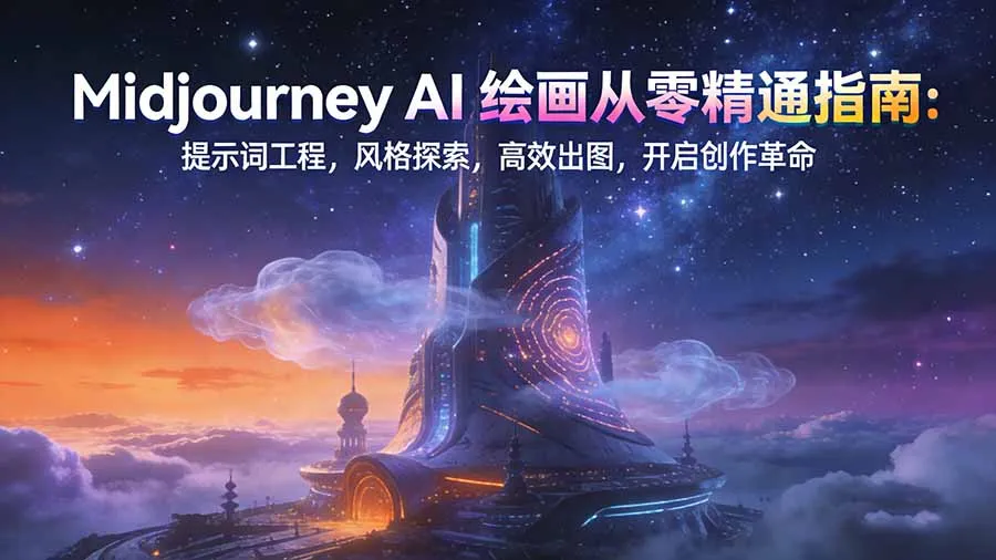 Midjourney AI绘画从零精通指南:提示词工程,风格探索,高效出图,开启创作革命-一起筹课网