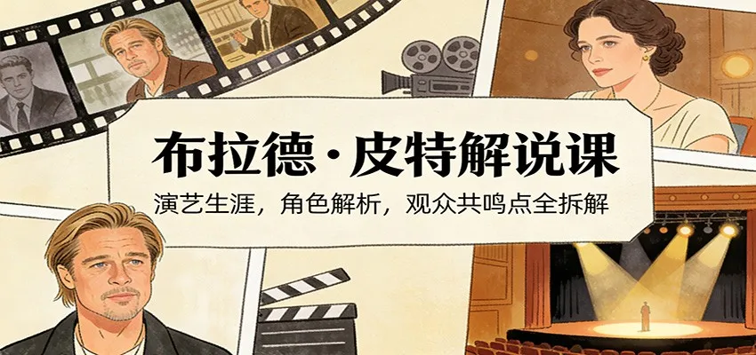 演员说-布拉德.皮特解说课:演艺生涯,角色解析,观众共鸣点全拆解-一起筹课网