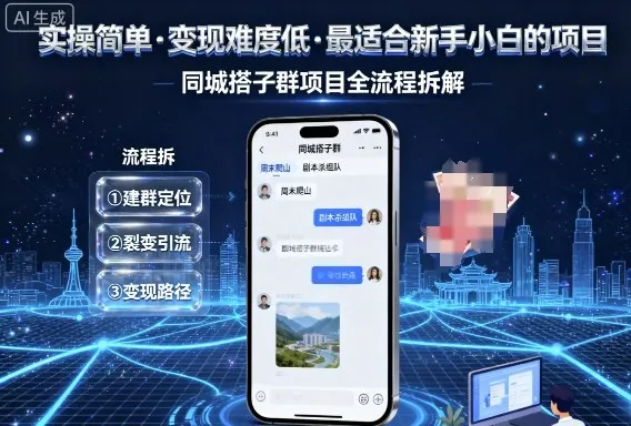 实操简单,变现难度低,最适合新手小白做的项目,每天轻松收入3张,同城搭子群项目全流程拆解-一起筹课网
