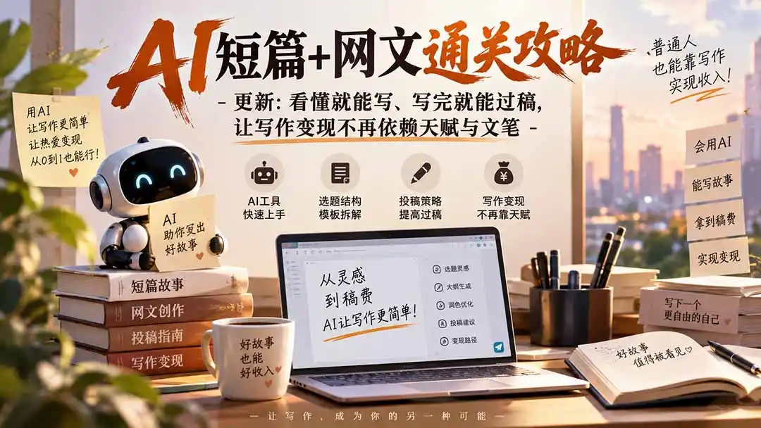 AI短篇+网文通关攻略-更新0921：看懂就能写、写完就能过稿，让写作变现不再依赖天赋与文笔-一起筹课网