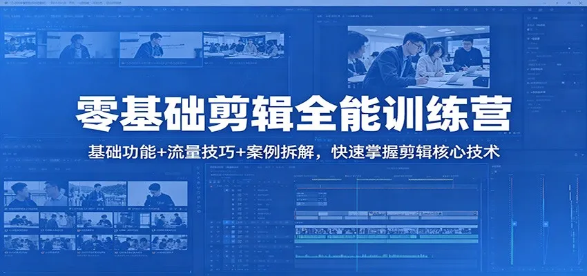 零基础剪辑全能训练营：基础功能+流量技巧+案例拆解，快速掌握剪辑核心技术-一起筹课网