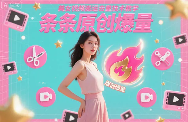 美女视频搬运去重技术教学，条条原创爆量-一起筹课网