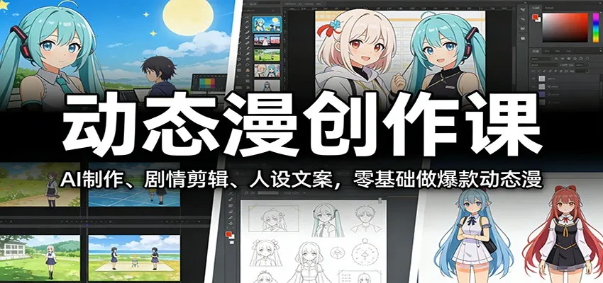 动态漫创作课:AI制作、剧情剪辑、人设文案,零基础做爆款动态漫-一起筹课网