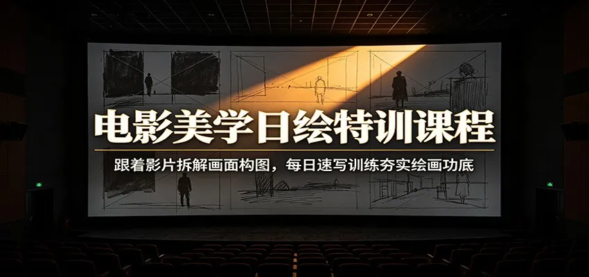 电影美学日绘特训课程:跟着影片拆解画面构图,每日速写训练夯实绘画功底-一起筹课网