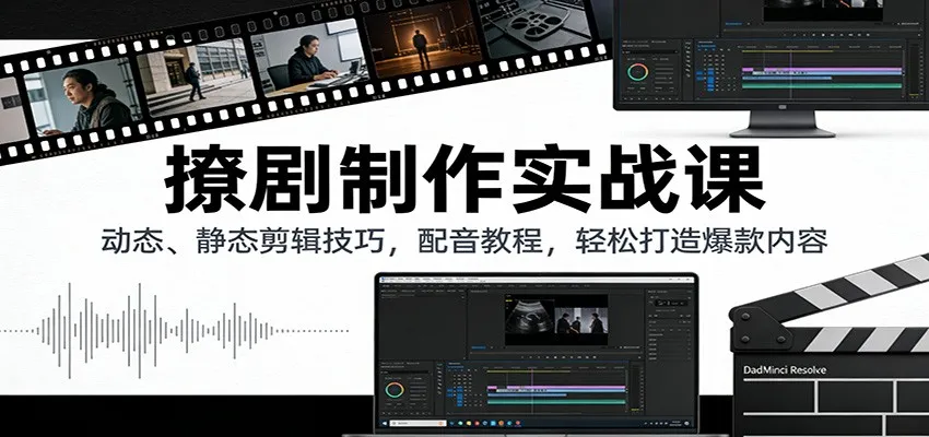 撩剧制作实战课:动态、静态剪辑技巧,配音教程,轻松打造爆款内容-一起筹课网