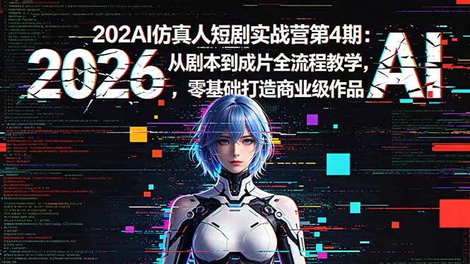 2026AI仿真人短剧实战营第4期：从剧本到成片全流程教学，零基础打造商业级作品-一起筹课网