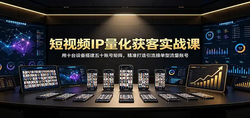 短视频IP量化获客实战课：用十台设备搭建五十账号矩阵，精准打造引流接单型流量账号-一起筹课网