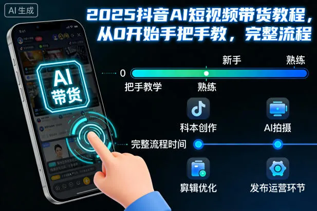 2025抖音AI短视频带货教程，从0开始手把手教，完整流程-一起筹课网