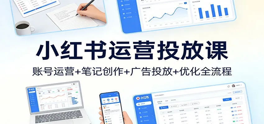 小红书运营投放课:账号运营+笔记创作+广告投放+优化全流程-一起筹课网