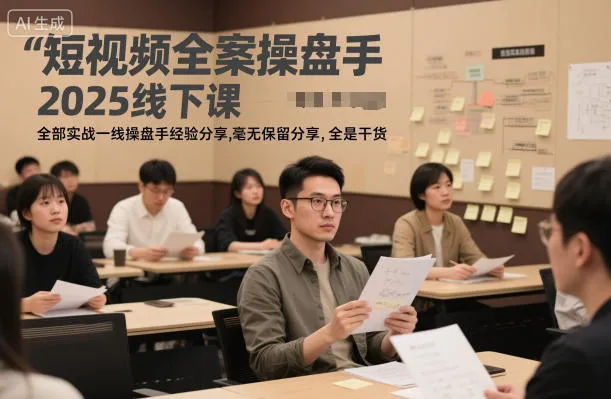 短视频全案操盘手2025线下课，全部实战一线操盘手经验分享，毫无保留分享，全是干货-一起筹课网