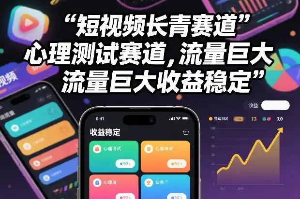 短视频长青赛道,心里测试赛道,流量巨大,收益稳定-一起筹课网