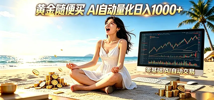 黄金随便买?AI自动外汇量化交易 在家当皇帝 日入1000+-一起筹课网