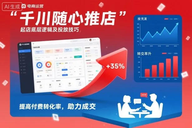 千川随心推起店底层逻辑及投放技巧，提高付费转化率，助力成交-一起筹课网