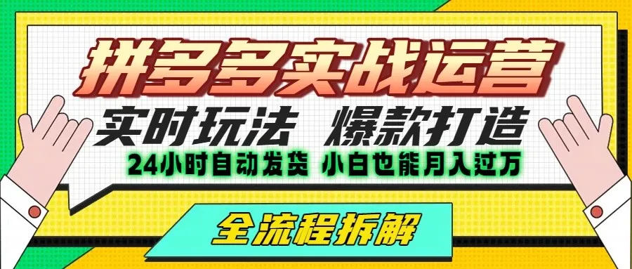 拼多多最新实战运营高投产：长久稳定项目，单店利润一天三位数-一起筹课网