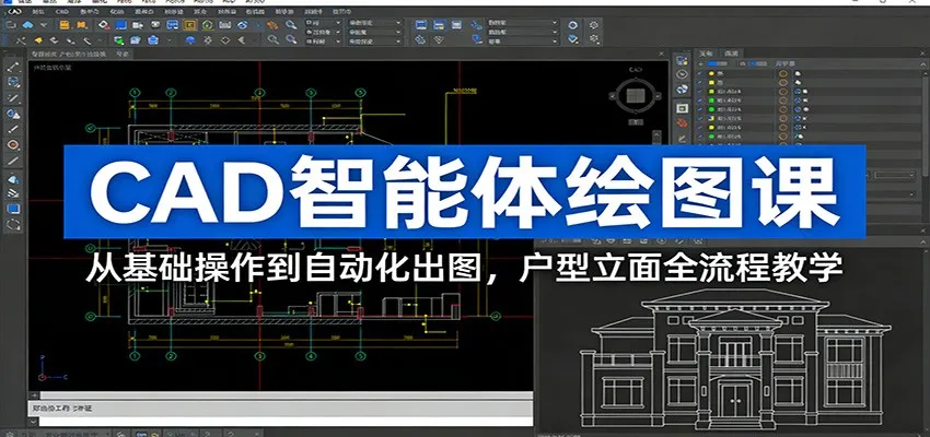 CAD智能体绘图课:从基础操作到自动化出图,户型立面全流程教学-一起筹课网