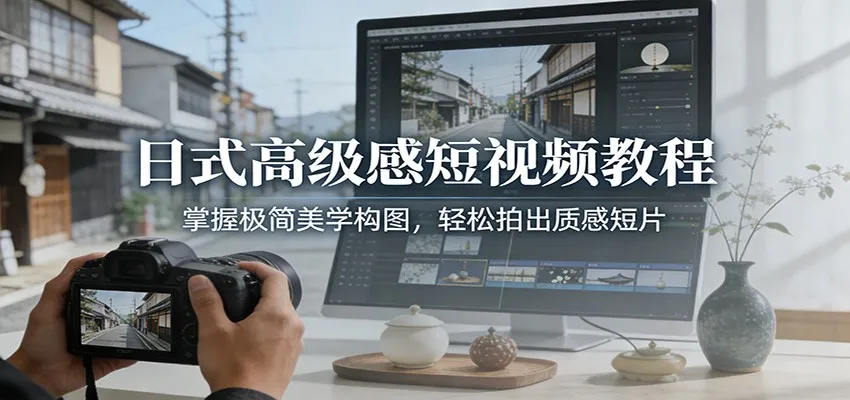 日式高级感短视频教程:掌握极简美学构图,轻松拍出质感短片-一起筹课网