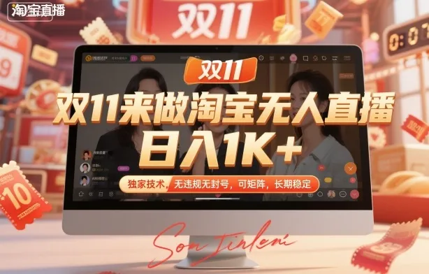 双11来做淘宝无人直播,日入1K+,独家技术,无违规无封号,可矩阵,长期稳定【揭秘】-一起筹课网