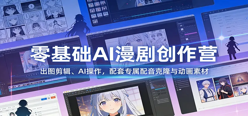 零基础AI漫剧创作营：出图剪辑、AI操作，配套专属配音克隆与动画素材-一起筹课网