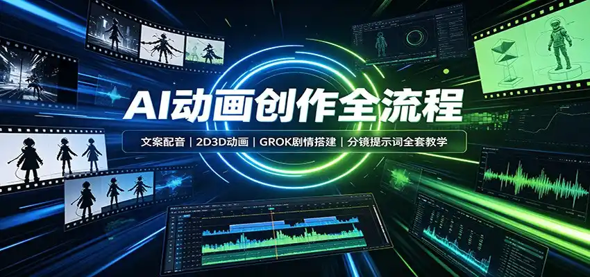 AI动画创作全流程：文案配音，2D3D动画，GROK剧情搭建，分镜提示词全套教学-一起筹课网
