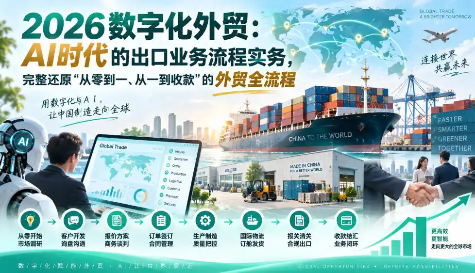 2026数字化外贸：AI时代的出口业务流程实务，完整还原”从零到一、从一到收款”的外贸全流程-一起筹课网