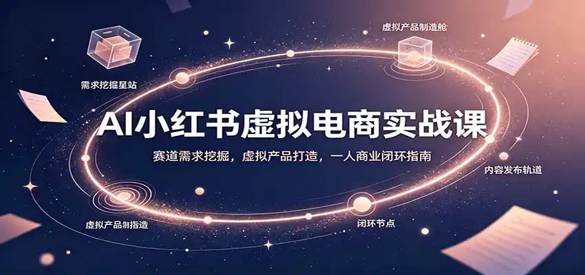 AI小红书虚拟电商实战课:赛道需求挖掘,虚拟产品打造,一人商业闭环指南-一起筹课网