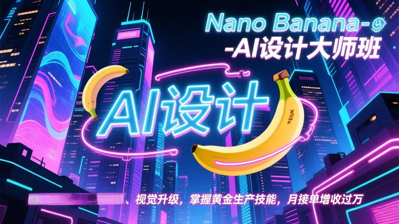Nano Banana-AI设计大师班,修图合成、广告创作、视觉升级,掌握黄金生产技能,月接单增收过万-一起筹课网