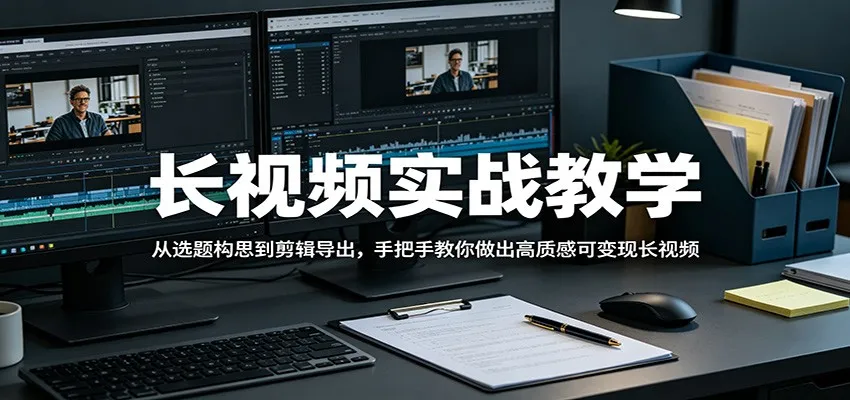 长视频实战教学,从选题构思到剪辑导出,手把手教你做出高质感可变现长视频-一起筹课网