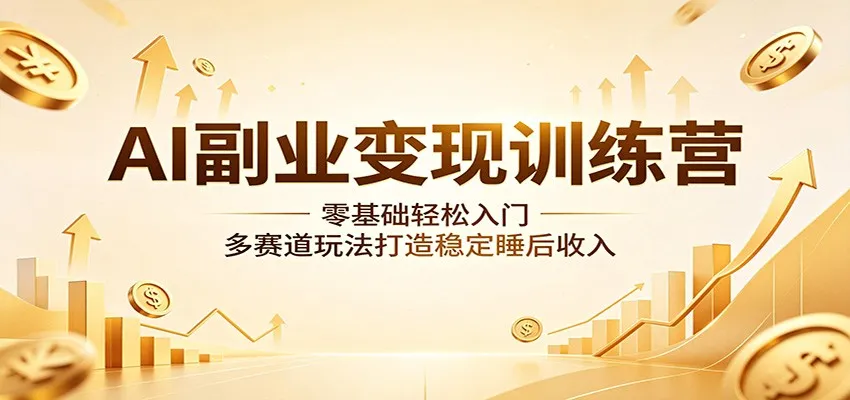 AI副业变现训练营:零基础轻松入门,多赛道玩法打造稳定睡后收入-一起筹课网
