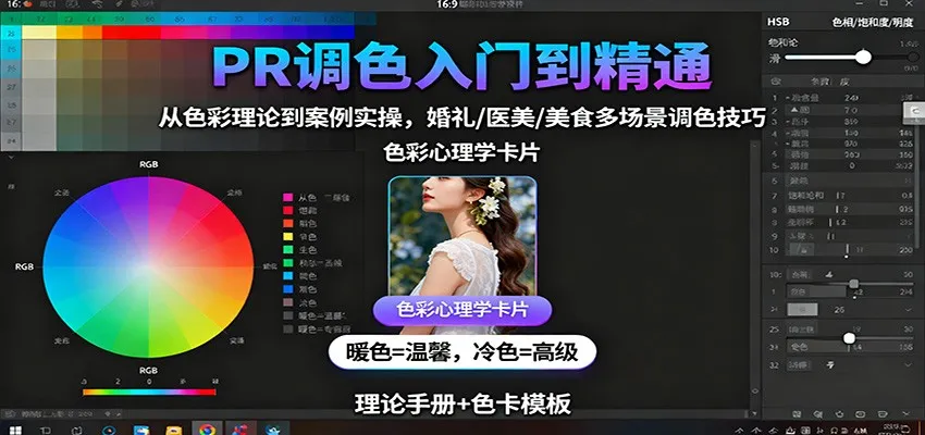 PR调色入门到精通:从色彩理论到案例实操,婚礼/医美/美食多场景调色技巧-一起筹课网
